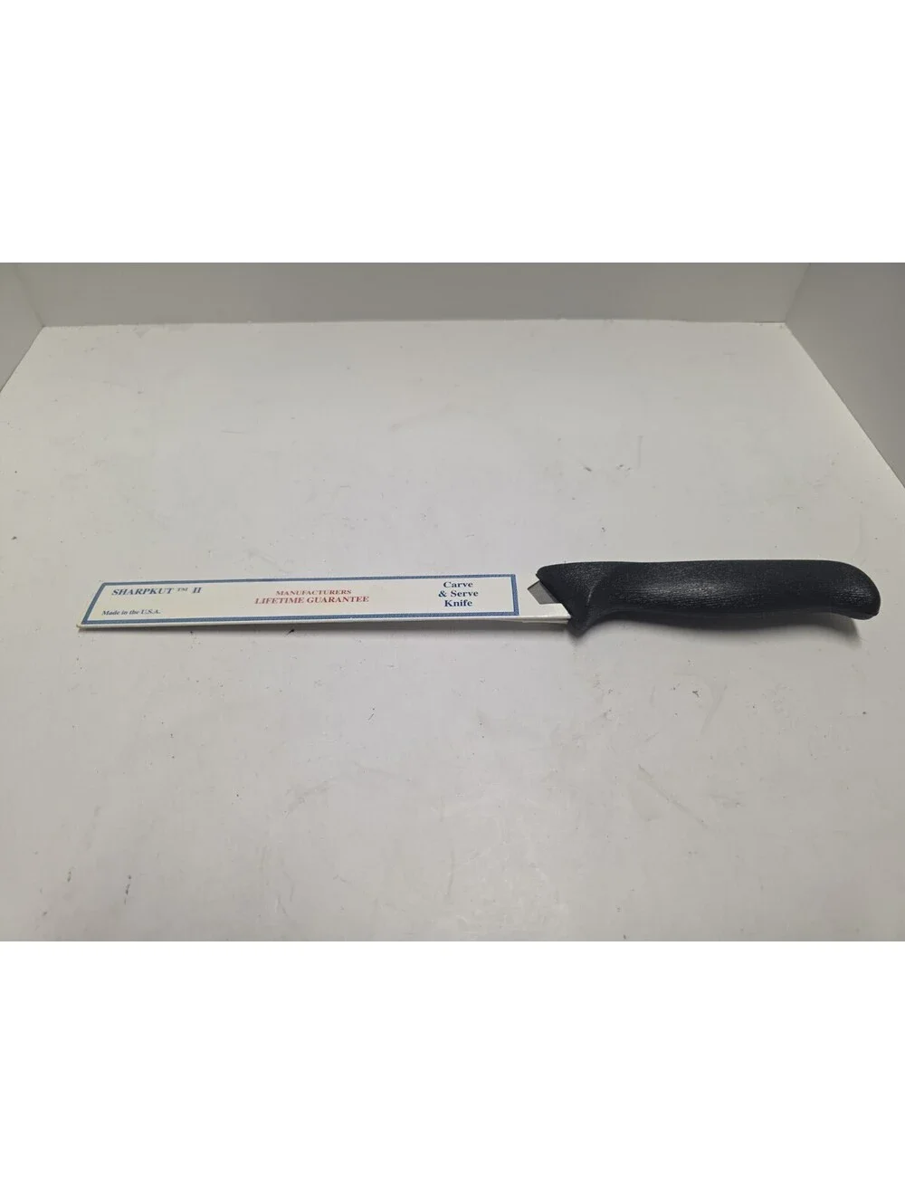 Vintage Quikut Sharpkut II Carve & Serve Knife Serrated Stainless Use w/ Sleeve